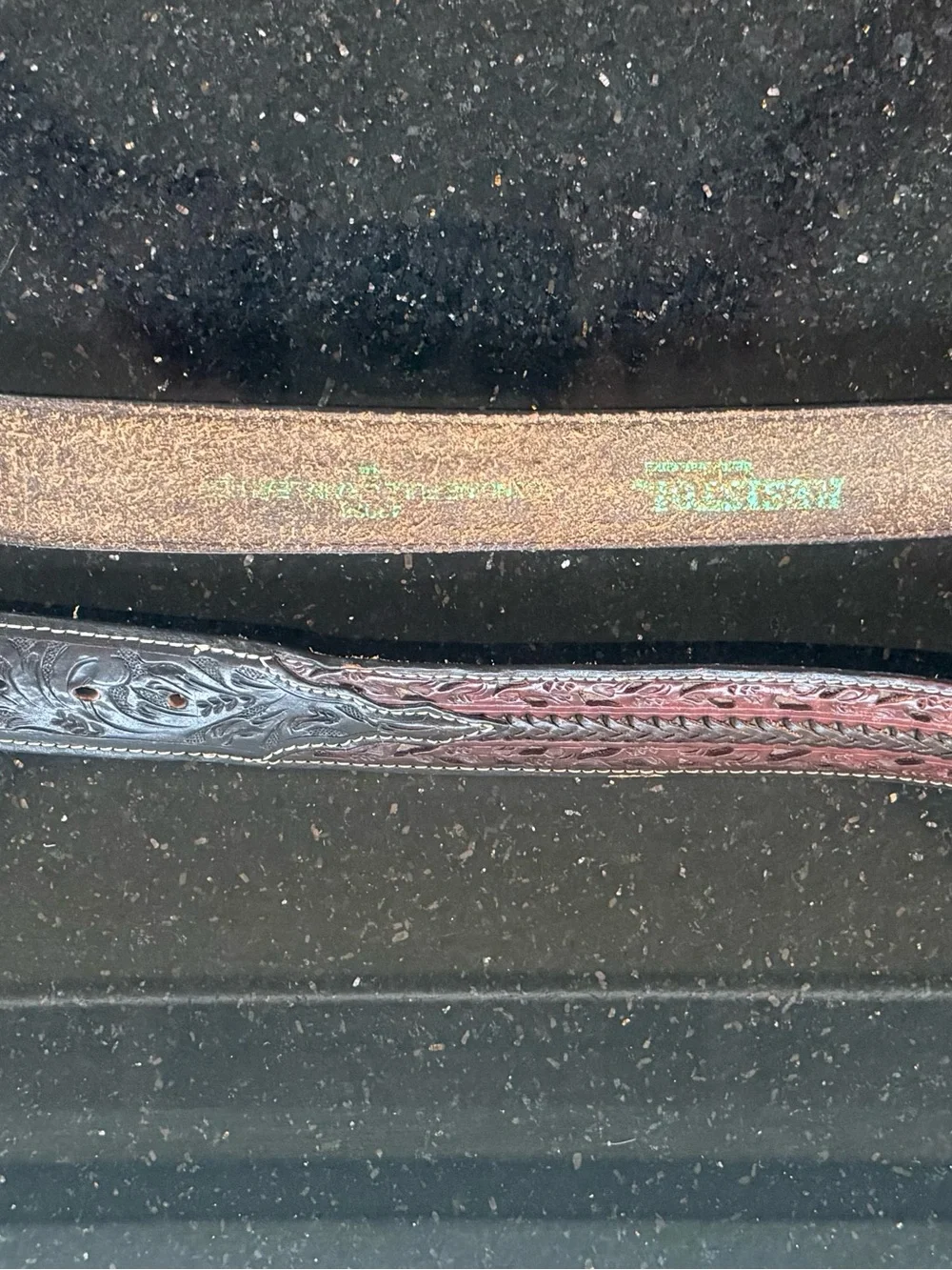 Vintage Resistol hand-tooled Western leather belt size 44